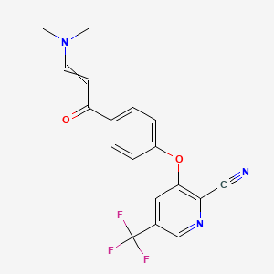 3-[4-[3-(Dimethylamino)prop-2-enoyl]phenoxy]-5-(trifluoromethyl)pyridine-2-carbonitrile