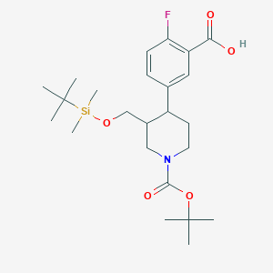 5-[3-[[Tert-butyl(dimethyl)silyl]oxymethyl]-1-[(2-methylpropan-2-yl)oxycarbonyl]piperidin-4-yl]-2-fluorobenzoic acid