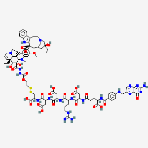 2-[[4-[(2-amino-4-oxo-4aH-pteridin-6-yl)methylamino]benzoyl]amino]-5-[[1-[[5-carbamimidamido-1-[[3-carboxy-1-[[3-carboxy-1-[[1-carboxy-2-[2-[[[(1R,10S,12R)-12-ethyl-4-[(13S,17S)-17-ethyl-17-hydroxy-13-methoxycarbonyl-1,11-diazatetracyclo[13.3.1.04,12.05,10]nonadeca-4(12),5,7,9-tetraen-13-yl]-10,11-dihydroxy-5-methoxy-8-methyl-8,16-diazapentacyclo[10.6.1.01,9.02,7.016,19]nonadeca-2,4,6,13-tetraene-10-carbonyl]amino]carbamoyloxy]ethyldisulfanyl]ethyl]amino]-1-oxopropan-2-yl]amino]-1-oxopropan-2-yl]amino]-1-oxopentan-2-yl]amino]-3-carboxy-1-oxopropan-2-yl]amino]-5-oxopentanoic acid