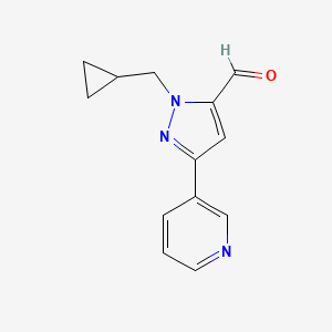 1-(cyclopropylmethyl)-3-(pyridin-3-yl)-1H-pyrazole-5-carbaldehyde