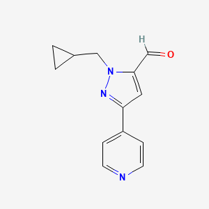 1-(cyclopropylmethyl)-3-(pyridin-4-yl)-1H-pyrazole-5-carbaldehyde