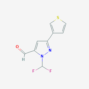 molecular formula C9H6F2N2OS B1479626 1-(二氟甲基)-3-(噻吩-3-基)-1H-吡唑-5-甲醛 CAS No. 2092523-23-2