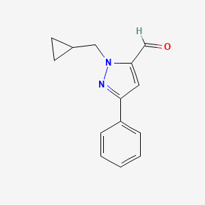 molecular formula C14H14N2O B1479629 1-(cyclopropylmethyl)-3-phenyl-1H-pyrazole-5-carbaldehyde CAS No. 2097963-31-8
