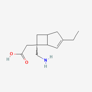 molecular formula C12H19NO2 B14796407 2-[(6S)-6-(aminomethyl)-3-ethyl-6-bicyclo[3.2.0]hept-3-enyl]acetic acid 