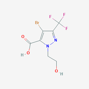 molecular formula C7H6BrF3N2O3 B1479646 4-bromo-1-(2-hydroxyethyl)-3-(trifluoromethyl)-1H-pyrazole-5-carboxylic acid CAS No. 2092516-16-8