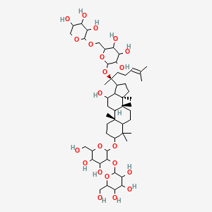 2-[4,5-dihydroxy-6-(hydroxymethyl)-2-[[(8R,10R,14R)-12-hydroxy-4,4,8,10,14-pentamethyl-17-[(2S)-6-methyl-2-[3,4,5-trihydroxy-6-[(3,4,5-trihydroxyoxan-2-yl)oxymethyl]oxan-2-yl]oxyhept-5-en-2-yl]-2,3,5,6,7,9,11,12,13,15,16,17-dodecahydro-1H-cyclopenta[a]phenanthren-3-yl]oxy]oxan-3-yl]oxy-6-(hydroxymethyl)oxane-3,4,5-triol