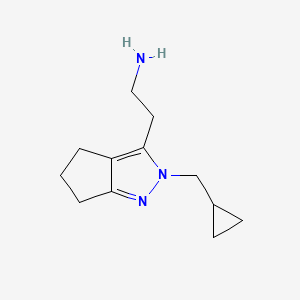 molecular formula C12H19N3 B1479666 2-(2-(Cyclopropylmethyl)-2,4,5,6-tetrahydrocyclopenta[c]pyrazol-3-yl)ethan-1-amine CAS No. 2098090-45-8