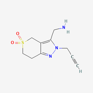 molecular formula C10H13N3O2S B1479679 3-(Aminomethyl)-2-(prop-2-yn-1-yl)-2,4,6,7-tetrahydrothiopyrano[4,3-c]pyrazole 5,5-dioxide CAS No. 2092088-05-4
