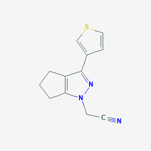 molecular formula C12H11N3S B1479681 2-(3-(thiophen-3-yl)-5,6-dihydrocyclopenta[c]pyrazol-1(4H)-yl)acetonitrile CAS No. 2098008-37-6