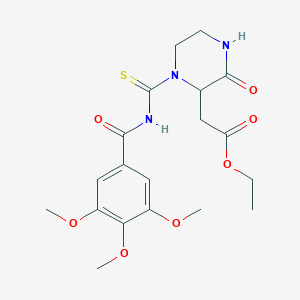 Ethyl (3-oxo-1-{[(3,4,5-trimethoxyphenyl)carbonyl]carbamothioyl}piperazin-2-yl)acetate