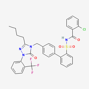 molecular formula C33H28ClF3N4O4S B14796851 N-[[4'-[[3-Butyl-1,5-dihydro-5-oxo-1-[2-(trifluoromethyl)phenyl]-4H-1,2,4-triazol-4-yl]methyl][1,1'-biphenyl]-2-yl]sulfonyl]-2-chlorobenzamide 