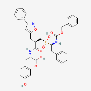 molecular formula C38H38N3O9P B14796898 [(2s)-2-({3-[hydroxyl(2-Phenyl-(1r)-1-{[(Benzyloxy)[(2s)-2-({3-[hydroxyl(2-Phenyl-(1r)-1-Carbonyl]-Amino}ethyl)phosphinyl]-2-[(3-Phenylisoxazol-5-Yl)methyl]-1-Oxo-Propyl}amino)-3-(4-Hydroxy-Phenyl) 