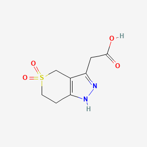molecular formula C8H10N2O4S B1479691 2-(5,5-Dioxido-2,4,6,7-tetrahydrothiopyrano[4,3-c]pyrazol-3-yl)acetic acid CAS No. 2091167-07-4