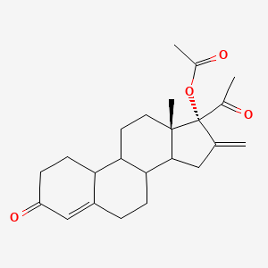 molecular formula C23H30O4 B14796931 [(13S,17R)-17-acetyl-13-methyl-16-methylidene-3-oxo-2,6,7,8,9,10,11,12,14,15-decahydro-1H-cyclopenta[a]phenanthren-17-yl] acetate 