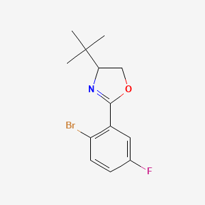 molecular formula C13H15BrFNO B14797046 2-(2-Bromo-5-fluorophenyl)-4-tert-butyl-4,5-dihydro-1,3-oxazole 