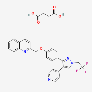 molecular formula C30H25F3N4O5 B14797053 Butanedioic acid;2-[[4-[4-pyridin-4-yl-1-(2,2,2-trifluoroethyl)pyrazol-3-yl]phenoxy]methyl]quinoline 