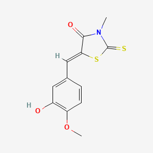 molecular formula C12H11NO3S2 B14797122 (5Z)-5-(3-hydroxy-4-methoxybenzylidene)-3-methyl-2-thioxo-1,3-thiazolidin-4-one 