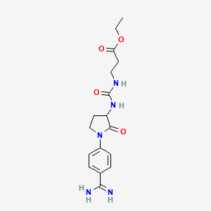 molecular formula C17H23N5O4 B14797188 Ethyl N-{[1-(4-carbamimidoylphenyl)-2-oxopyrrolidin-3-yl]carbamoyl}-beta-alaninate 