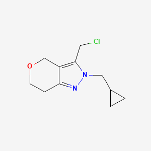 molecular formula C11H15ClN2O B1479725 3-(Chloromethyl)-2-(cyclopropylmethyl)-2,4,6,7-tetrahydropyrano[4,3-c]pyrazole CAS No. 2092462-53-6