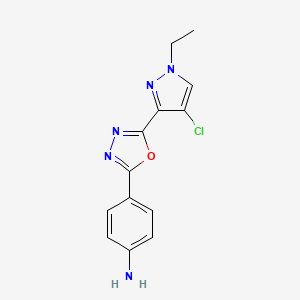 4-[5-(4-chloro-1-ethyl-1H-pyrazol-3-yl)-1,3,4-oxadiazol-2-yl]aniline