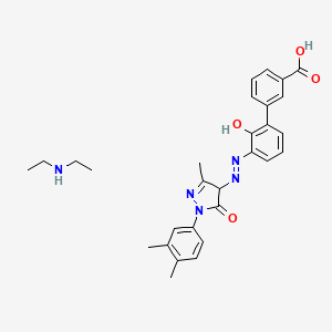 molecular formula C29H33N5O4 B14797383 Diethylamine (E)-3'-((1-(3,4-dimethylphenyl)-3-methyl-5-oxo-4,5-dihydro-1H-pyrazol-4-yl)diazenyl)-2'-hydroxy-[1,1'-biphenyl]-3-carboxylate 