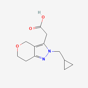 molecular formula C12H16N2O3 B1479739 2-(2-(Cyclopropylmethyl)-2,4,6,7-tetrahydropyrano[4,3-c]pyrazol-3-yl)acetic acid CAS No. 2097953-07-4