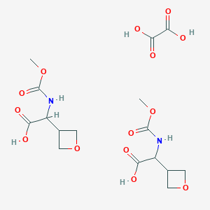 molecular formula C16H24N2O14 B14797464 2-(Methoxycarbonylamino)-2-(oxetan-3-yl)acetic acid hemioxalate 