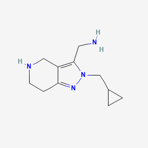 molecular formula C11H18N4 B1479747 (2-(cyclopropylmethyl)-4,5,6,7-tetrahydro-2H-pyrazolo[4,3-c]pyridin-3-yl)methanamine CAS No. 2098050-00-9
