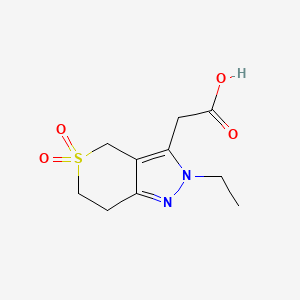 molecular formula C10H14N2O4S B1479748 2-(2-Ethyl-5,5-dioxido-2,4,6,7-tetrahydrothiopyrano[4,3-c]pyrazol-3-yl)acetic acid CAS No. 2098090-93-6