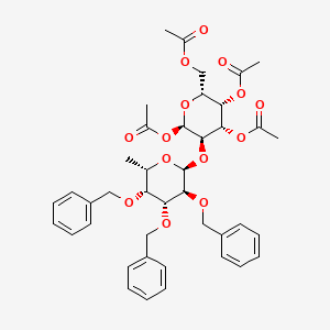 molecular formula C41H48O14 B14797523 Bn(-2)[Bn(-3)][Bn(-4)]Fuc(a1-2)a-Gal1Ac3Ac4Ac6Ac 