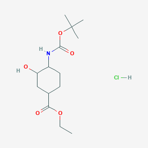 molecular formula C14H26ClNO5 B14797589 Ethyl (1S,3R,4R)-4-{[(tert-butoxy)carbonyl]amino}-3-hydroxycyclohexane-1-carboxylate hydrochloride 