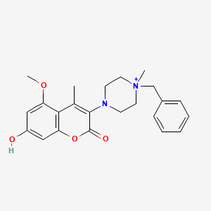 molecular formula C23H27N2O4+ B14797625 1-benzyl-4-(7-hydroxy-5-methoxy-4-methyl-2-oxo-2H-chromen-3-yl)-1-methylpiperazin-1-ium 