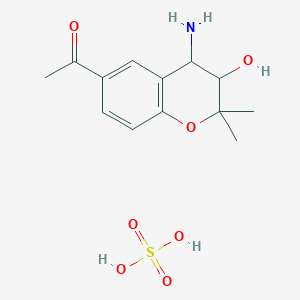 molecular formula C13H19NO7S B14797671 1-(4-Amino-3-hydroxy-2,2-dimethyl-3,4-dihydrochromen-6-yl)ethanone;sulfuric acid 