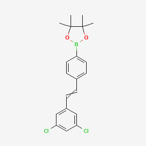 molecular formula C20H21BCl2O2 B14797714 (E)-2-(4-(3,5-dichlorostyryl)phenyl)-4,4,5,5-tetramethyl-1,3,2-dioxaborolane 