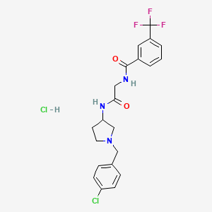 molecular formula C21H22Cl2F3N3O2 B14797728 (R)-N-(2-((1-(4-Chlorobenzyl)pyrrolidin-3-yl)amino)-2-oxoethyl)-3-(trifluoromethyl)benzamide hydrochloride 