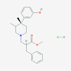 molecular formula C24H32ClNO3 B14797739 (S)-2-Benzyl-3-[(3R,4R)-4-(3-hydroxyphenyl)-3,4-dimethyl piperidin-1-yl]propanoic acid methyl ester HCl 