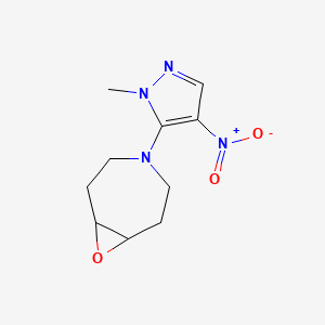 molecular formula C10H14N4O3 B14797788 4-(1-Methyl-4-nitro-1H-pyrazol-5-yl)-8-oxa-4-azabicyclo[5.1.0]octane 