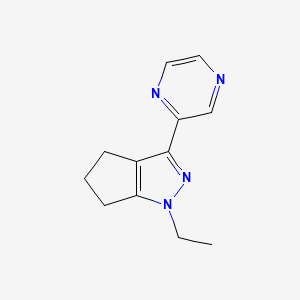 molecular formula C12H14N4 B1479789 1-Ethyl-3-(pyrazin-2-yl)-1,4,5,6-tetrahydrocyclopenta[c]pyrazole CAS No. 2098050-53-2