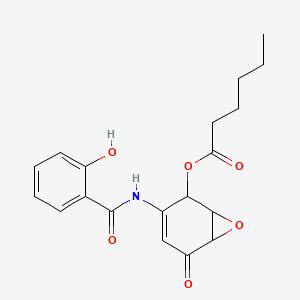 [3-[(2-Hydroxybenzoyl)amino]-5-oxo-7-oxabicyclo[4.1.0]hept-3-en-2-yl] hexanoate