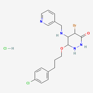 molecular formula C19H23BrCl2N4O2 B14798130 4-Bromo-6-[3-(4-chlorophenyl)propoxy]-5-(pyridin-3-ylmethylamino)diazinan-3-one;hydrochloride 