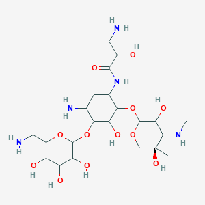 3-amino-N-[5-amino-4-[6-(aminomethyl)-3,4,5-trihydroxyoxan-2-yl]oxy-2-[(5R)-3,5-dihydroxy-5-methyl-4-(methylamino)oxan-2-yl]oxy-3-hydroxycyclohexyl]-2-hydroxypropanamide