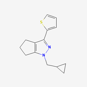 molecular formula C14H16N2S B1479841 1-(Cyclopropylmethyl)-3-(thiophen-2-yl)-1,4,5,6-tetrahydrocyclopenta[c]pyrazole CAS No. 2098138-80-6