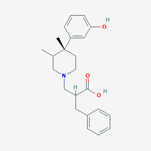 molecular formula C23H29NO3 B14798429 (R)-2-Benzyl-3-[(3R,4R)-4-(3-hydroxyphenyl)-3,4-dimethylpiperidin-1-yl]propanoic acid 