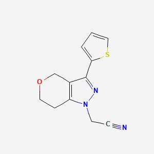 molecular formula C12H11N3OS B1479848 2-(3-(噻吩-2-基)-6,7-二氢吡喃并[4,3-c]吡唑-1(4H)-基)乙腈 CAS No. 2098051-17-1