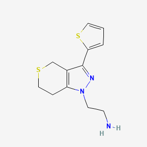 molecular formula C12H15N3S2 B1479851 2-(3-(thiophen-2-yl)-6,7-dihydrothiopyrano[4,3-c]pyrazol-1(4H)-yl)ethan-1-amine CAS No. 2098051-37-5
