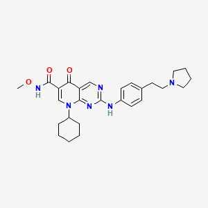 molecular formula C27H34N6O3 B14798521 8-Cyclohexyl-N-Methoxy-5-Oxo-2-{[4-(2-Pyrrolidin-1-Ylethyl)phenyl]amino}-5,8-Dihydropyrido[2,3-D]pyrimidine-6-Carboxamide 