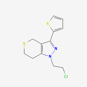 molecular formula C12H13ClN2S2 B1479853 1-(2-Chloroethyl)-3-(thiophen-2-yl)-1,4,6,7-tetrahydrothiopyrano[4,3-c]pyrazole CAS No. 2098051-36-4