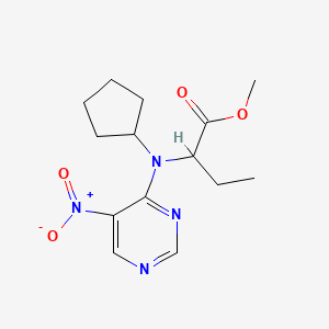 molecular formula C14H20N4O4 B14798583 Methyl 2-[cyclopentyl-(5-nitropyrimidin-4-yl)amino]butanoate 