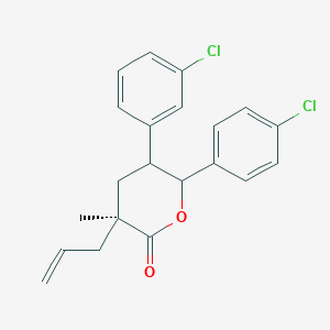 molecular formula C21H20Cl2O2 B14798585 (3S,5R,6R)-5-(3-Chlorophenyl)-6-(4-chlorophenyl)tetrahydro-3-methyl-3-(2-propen-1-yl)-2H-pyran-2-one 