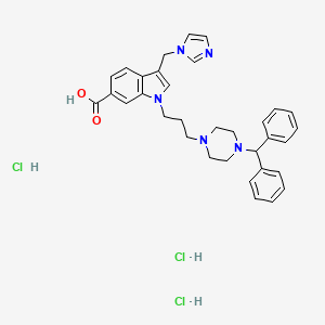 1-[3-(4-Benzhydrylpiperazin-1-yl)propyl]-3-(imidazol-1-ylmethyl)indole-6-carboxylic acid;trihydrochloride